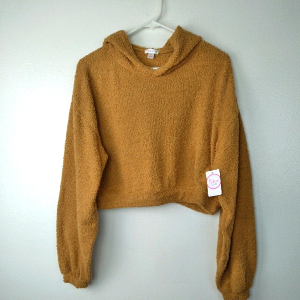 Flirtitude Active Cropped Top Hooded Pumpkin Medium Pullover NWT